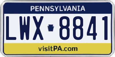 PA license plate LWX8841