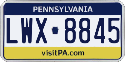 PA license plate LWX8845
