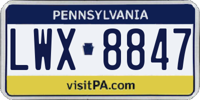 PA license plate LWX8847