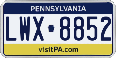 PA license plate LWX8852