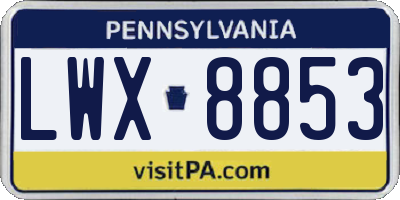 PA license plate LWX8853