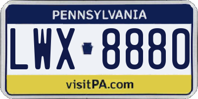 PA license plate LWX8880