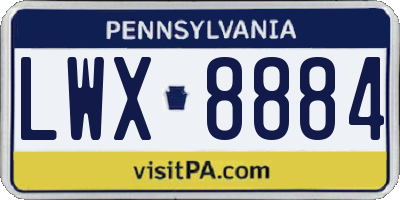 PA license plate LWX8884