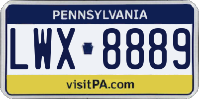 PA license plate LWX8889