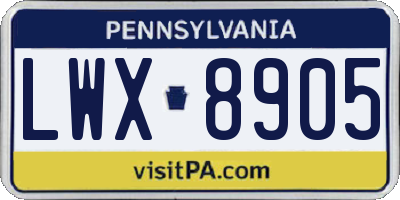 PA license plate LWX8905
