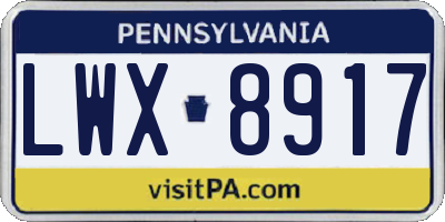 PA license plate LWX8917