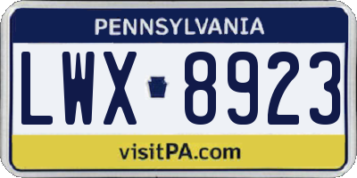 PA license plate LWX8923
