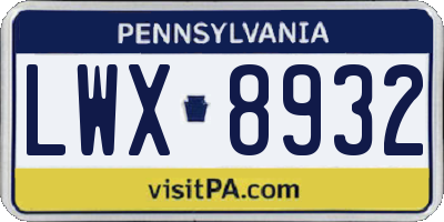 PA license plate LWX8932