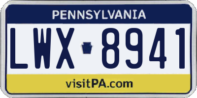 PA license plate LWX8941