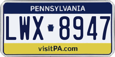 PA license plate LWX8947