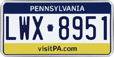 PA license plate LWX8951