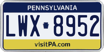 PA license plate LWX8952