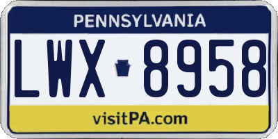 PA license plate LWX8958