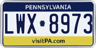 PA license plate LWX8973