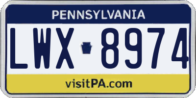 PA license plate LWX8974