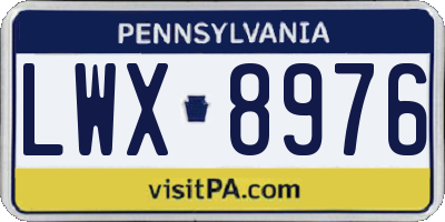 PA license plate LWX8976