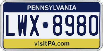 PA license plate LWX8980