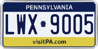 PA license plate LWX9005