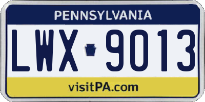 PA license plate LWX9013