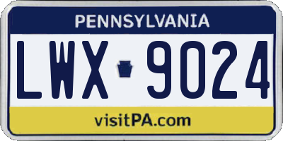 PA license plate LWX9024