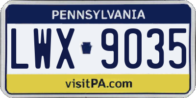 PA license plate LWX9035