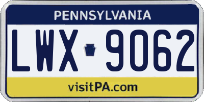 PA license plate LWX9062