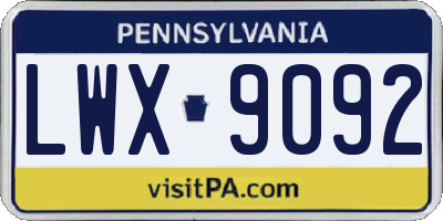 PA license plate LWX9092
