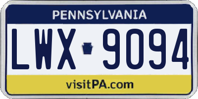 PA license plate LWX9094