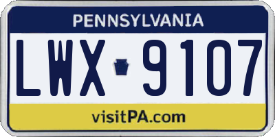 PA license plate LWX9107