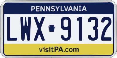 PA license plate LWX9132