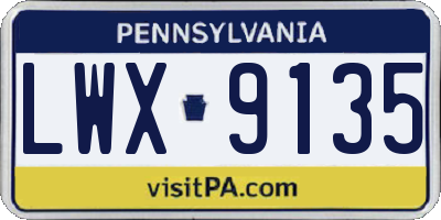 PA license plate LWX9135