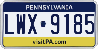 PA license plate LWX9185