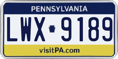PA license plate LWX9189
