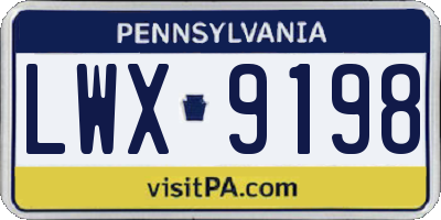 PA license plate LWX9198