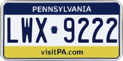 PA license plate LWX9222