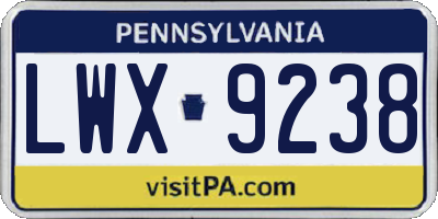 PA license plate LWX9238
