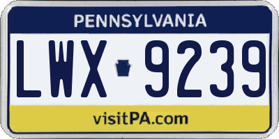 PA license plate LWX9239
