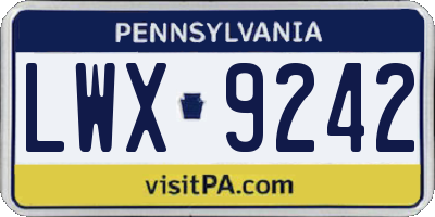 PA license plate LWX9242
