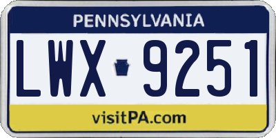 PA license plate LWX9251