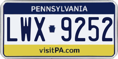 PA license plate LWX9252