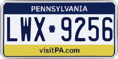 PA license plate LWX9256