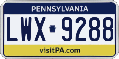 PA license plate LWX9288