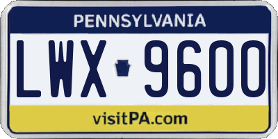 PA license plate LWX9600