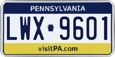 PA license plate LWX9601