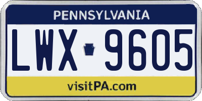 PA license plate LWX9605