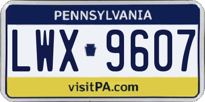 PA license plate LWX9607