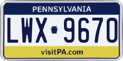 PA license plate LWX9670