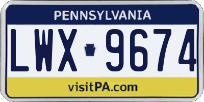 PA license plate LWX9674