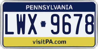 PA license plate LWX9678