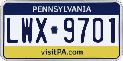 PA license plate LWX9701